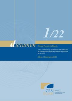 Dictamen 1/22 de 14 de enero sobre ordenación y supervisión de la actividad de distribución de seguros y reaseguros privados en la CAPV